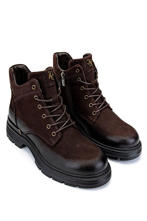 Tamer Tanca Kadın Hakiki Deri Kahverengi Nubuk Casual Bot - Görsel 3