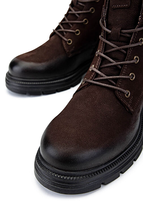 Tamer Tanca Kadın Hakiki Deri Kahverengi Nubuk Casual Bot - Görsel 4