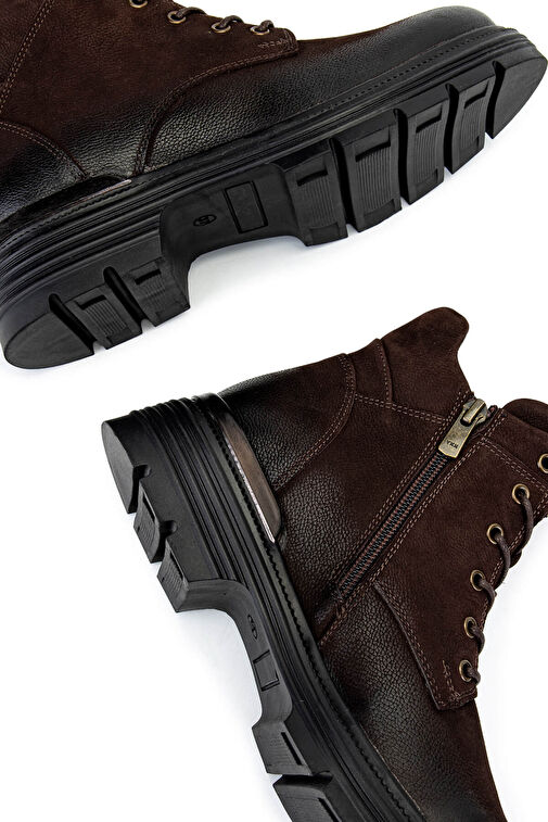 Tamer Tanca Kadın Hakiki Deri Kahverengi Nubuk Casual Bot - Görsel 6