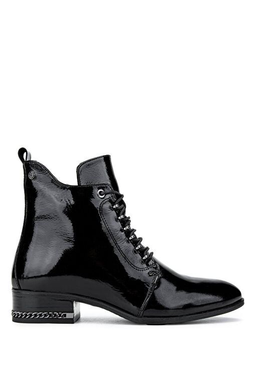 Tamer Tanca Kadın Hakiki Deri Siyah Rugan Casual Bot - Görsel 2