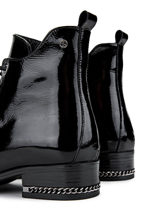 Tamer Tanca Kadın Hakiki Deri Siyah Rugan Casual Bot - Görsel 6