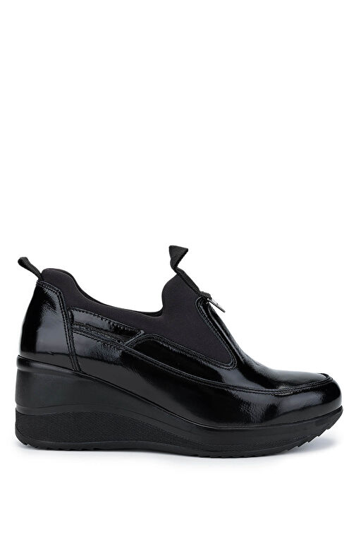 Tamer Tanca Kadın Hakiki Deri Siyah Rugan Casual Ayakkabı - Görsel 2