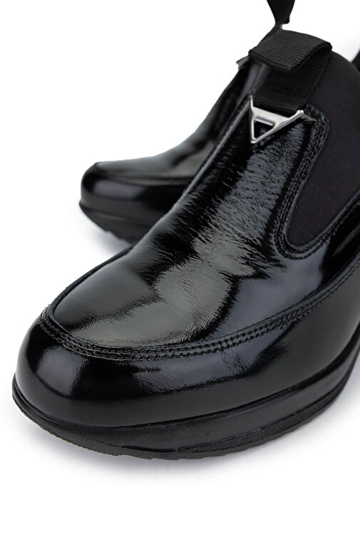 Tamer Tanca Kadın Hakiki Deri Siyah Rugan Casual Ayakkabı - Görsel 4