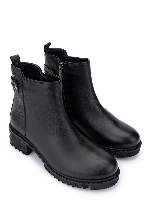 Tamer Tanca Kadın Hakiki Deri Siyah Floter Casual Bot - Görsel 3