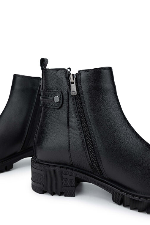 Tamer Tanca Kadın Hakiki Deri Siyah Floter Casual Bot - Görsel 5