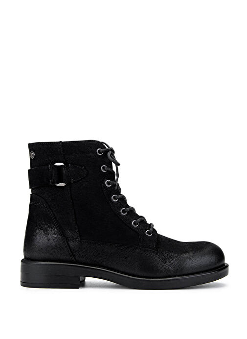 Tamer Tanca Kadın Hakiki Deri Siyah Nubuk Casual Bot - Görsel 2