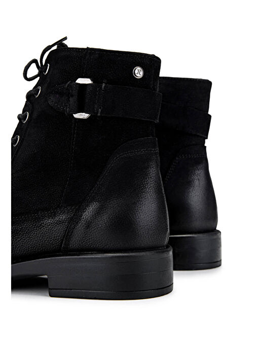 Tamer Tanca Kadın Hakiki Deri Siyah Nubuk Casual Bot - Görsel 6