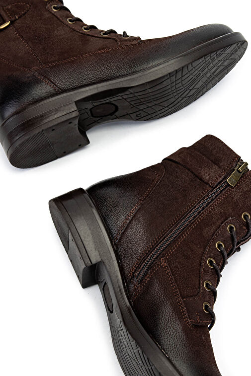 Tamer Tanca Kadın Hakiki Deri Kahverengi Nubuk Casual Bot - Görsel 6