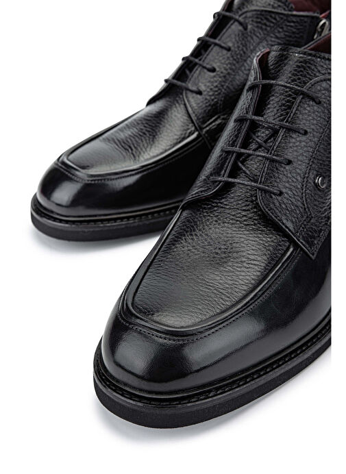 Tamer Tanca Erkek Hakiki Deri Siyah Klasik Bot - Görsel 5