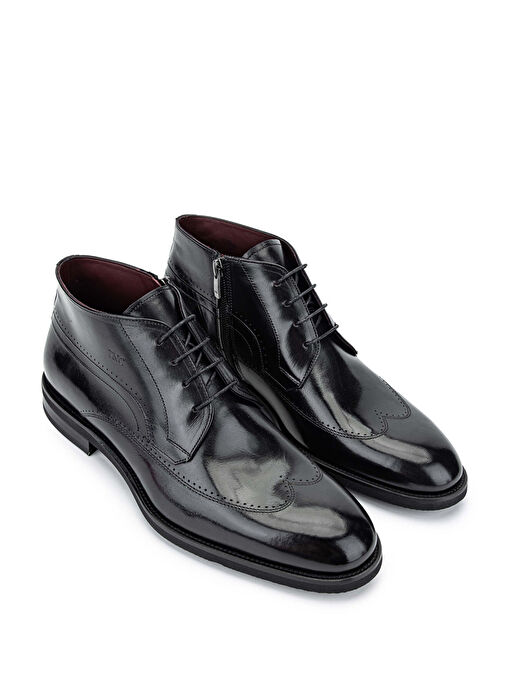 Tamer Tanca Erkek Hakiki Deri Siyah Klasik Bot - Görsel 3