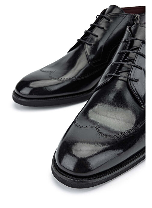 Tamer Tanca Erkek Hakiki Deri Siyah Klasik Bot - Görsel 5