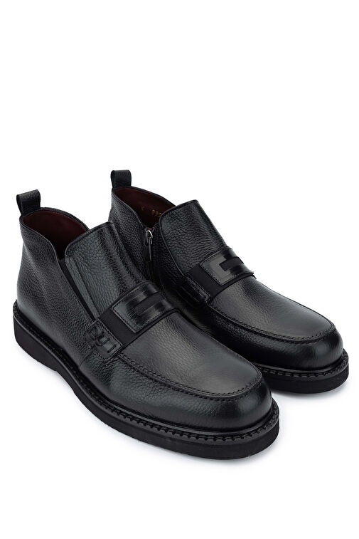 Tamer Tanca Erkek Hakiki Deri Siyah Klasik Bot - Görsel 3