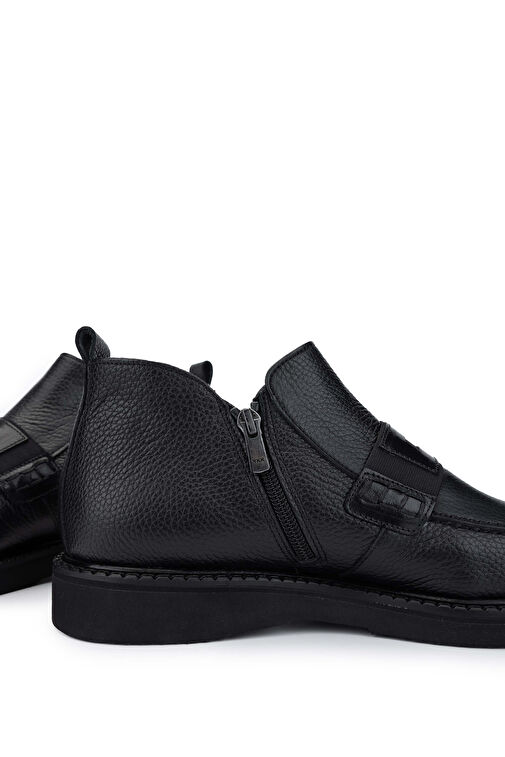 Tamer Tanca Erkek Hakiki Deri Siyah Klasik Bot - Görsel 5