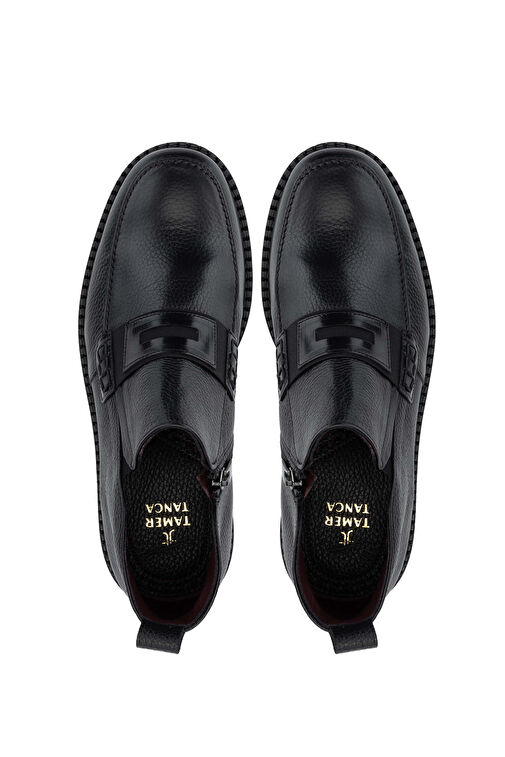 Tamer Tanca Erkek Hakiki Deri Siyah Klasik Bot - Görsel 7