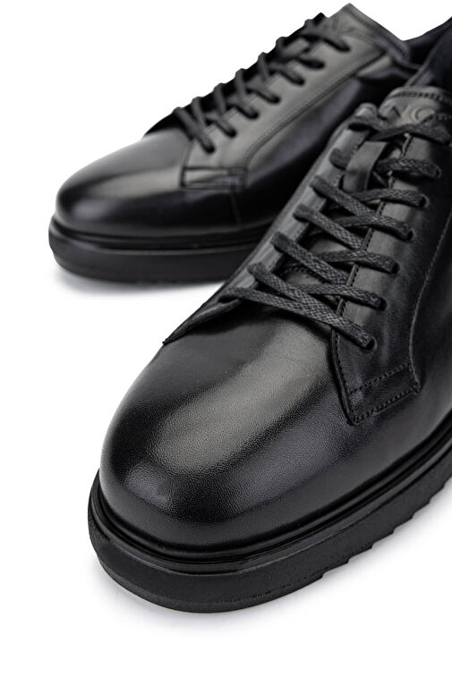 Tamer Tanca Erkek Hakiki Deri Siyah Deri Casual Ayakkabı - Görsel 5