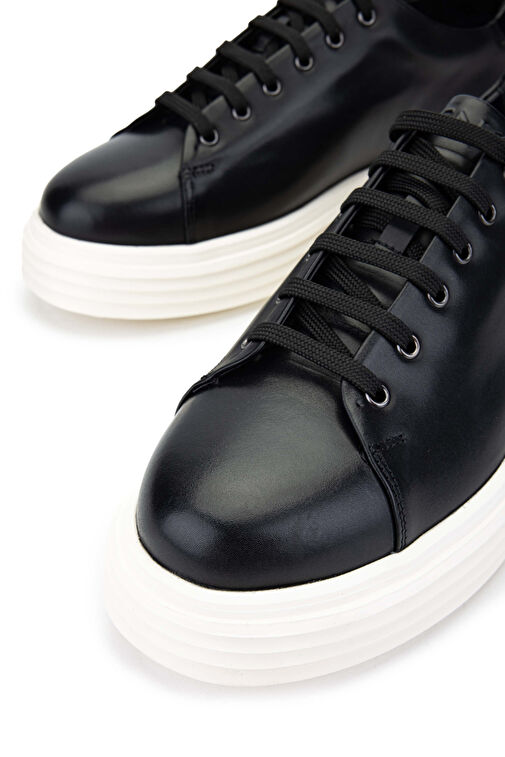 Tamer Tanca Erkek Hakiki Deri Siyah Analin Sneakers & Spor Ayakkabı - Görsel 5