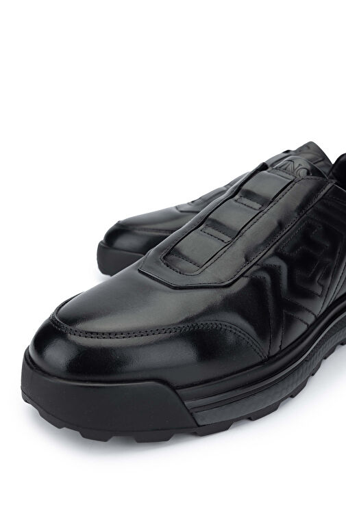 Tamer Tanca Erkek Hakiki Deri Siyah Casual Ayakkabı - Görsel 4