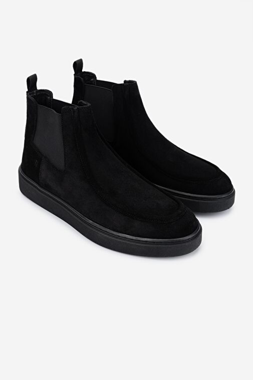 Valmenti Erkek Hakiki Deri Siyah Süet Casual Bot - Görsel 3