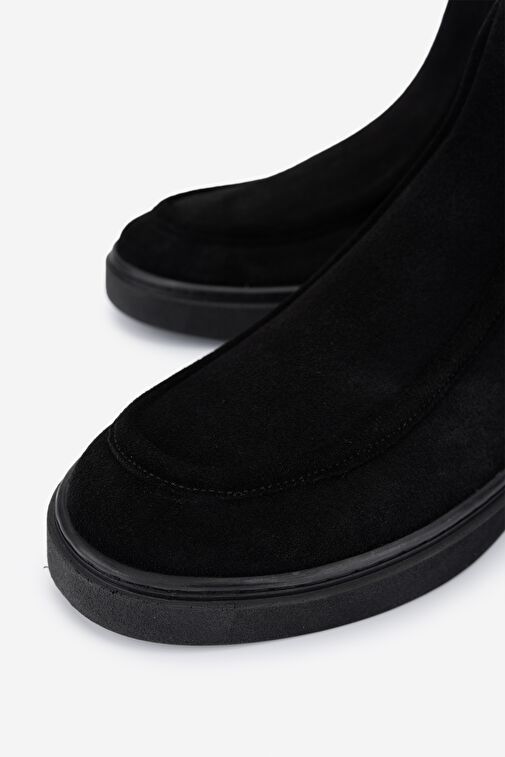 Valmenti Erkek Hakiki Deri Siyah Süet Casual Bot - Görsel 4