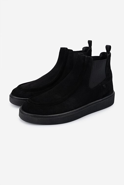 Valmenti Erkek Hakiki Deri Siyah Süet Casual Bot - Görsel 6