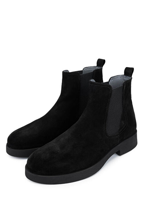 Tamer Tanca Erkek Hakiki Deri Siyah Süet Casual Bot - Görsel 6