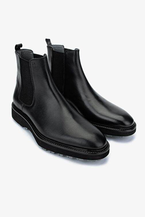 Valmenti Erkek Hakiki Deri Siyah Klasik Bot - Görsel 3