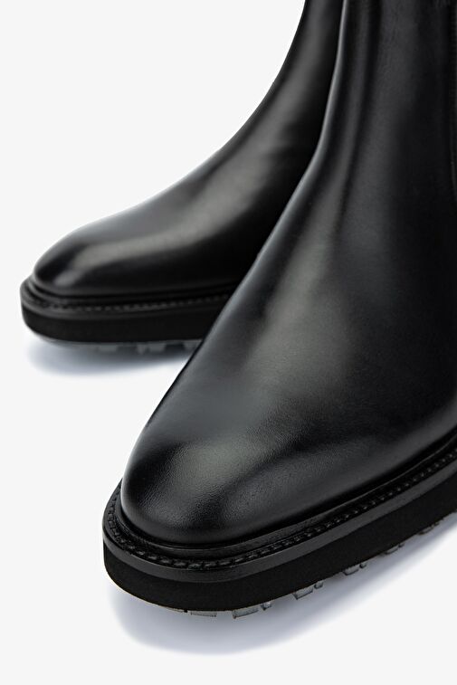 Valmenti Erkek Hakiki Deri Siyah Klasik Bot - Görsel 4