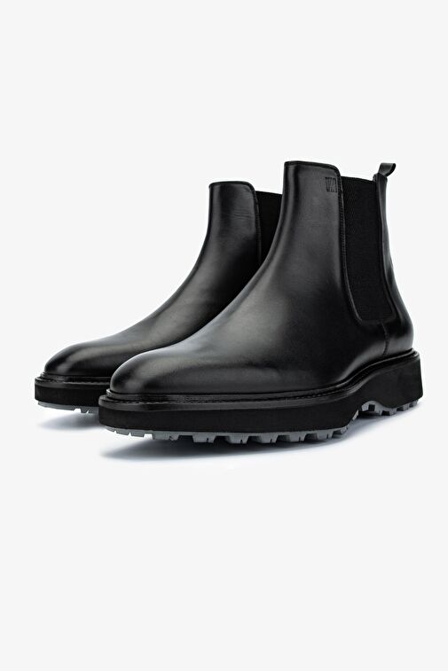 Valmenti Erkek Hakiki Deri Siyah Klasik Bot - Görsel 5