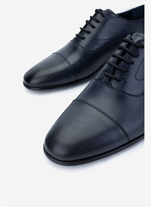 Valmenti Erkek Hakiki Deri Lacivert Klasik Ayakkabı - Görsel 4