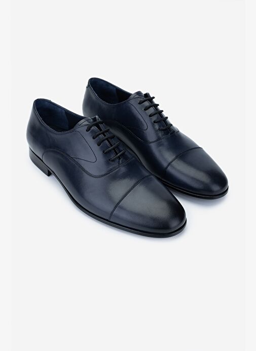 Valmenti Erkek Hakiki Deri Lacivert Klasik Ayakkabı - Görsel 3