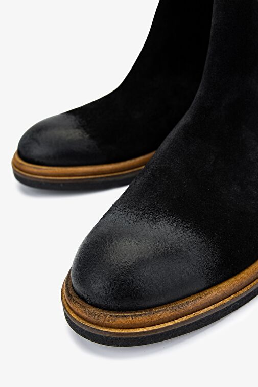 Valmenti Erkek Hakiki Deri Siyah Süet Casual Bot - Görsel 4