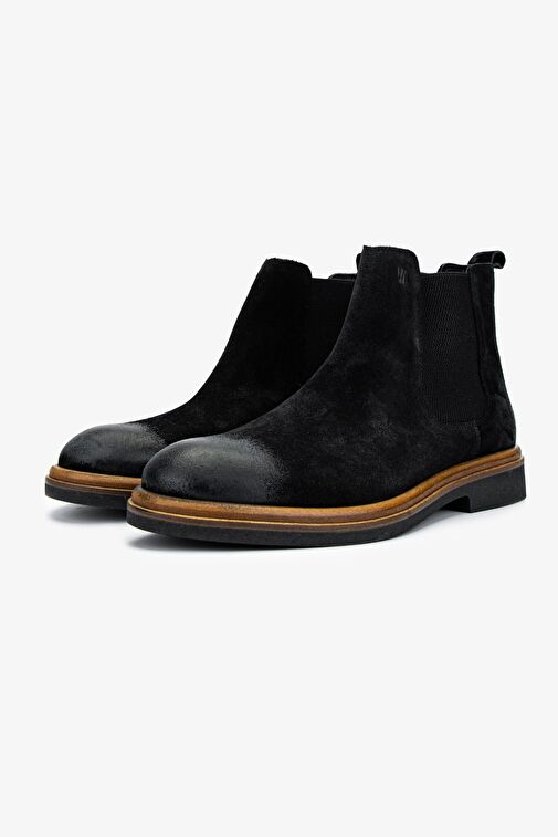 Valmenti Erkek Hakiki Deri Siyah Süet Casual Bot - Görsel 5