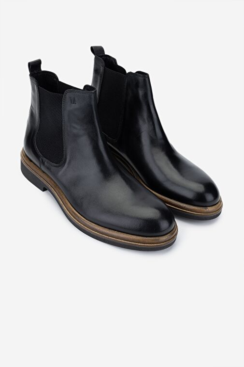 Valmenti Erkek Hakiki Deri Siyah Deri Casual Bot - Görsel 3