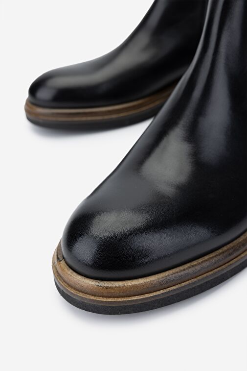 Valmenti Erkek Hakiki Deri Siyah Deri Casual Bot - Görsel 4