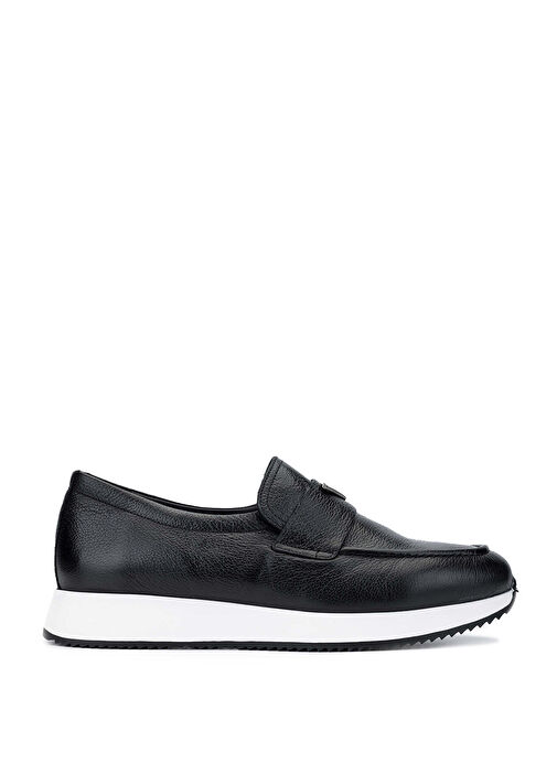 Tamer Tanca Erkek Hakiki Deri Siyah Deri Loafer Ayakkabı - Görsel 2