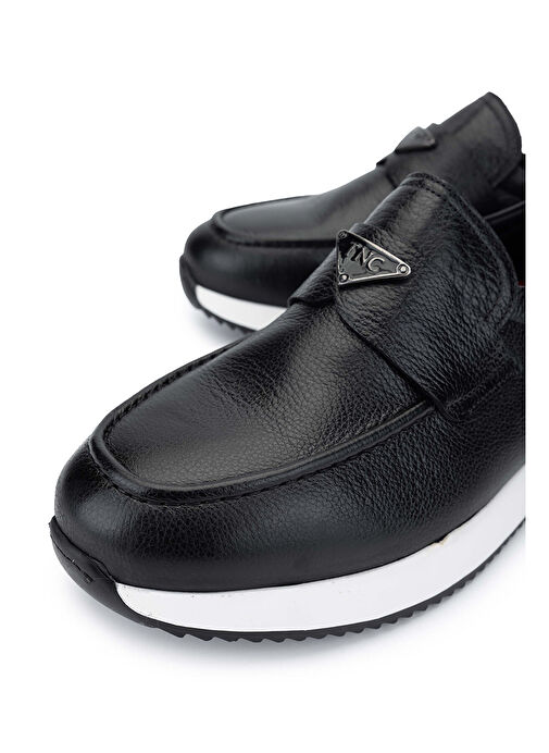 Tamer Tanca Erkek Hakiki Deri Siyah Deri Loafer Ayakkabı - Görsel 4