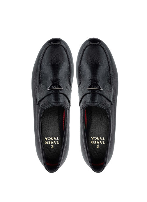 Tamer Tanca Erkek Hakiki Deri Siyah Deri Loafer Ayakkabı - Görsel 6