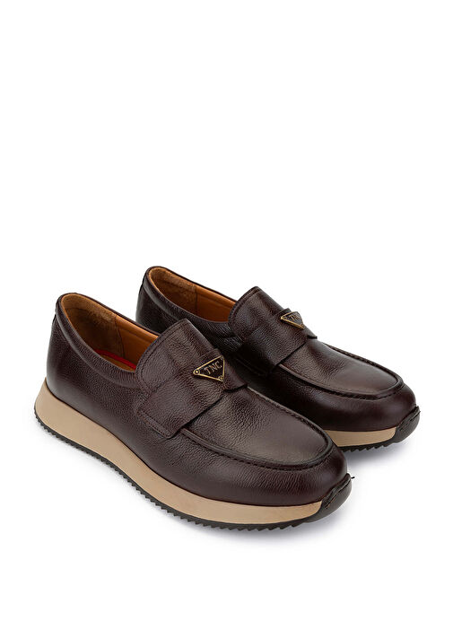 Tamer Tanca Erkek Hakiki Deri Kahverengi Loafer Ayakkabı - Görsel 3