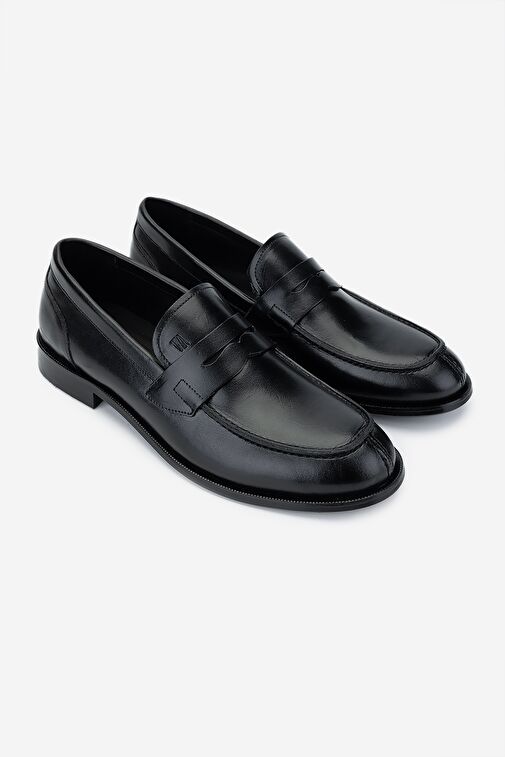 Valmenti Erkek Hakiki Deri Siyah Loafer Ayakkabı - Görsel 3