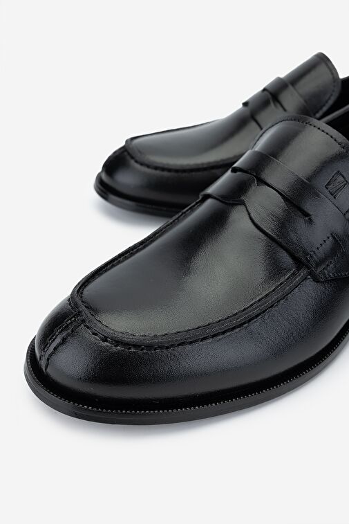 Valmenti Erkek Hakiki Deri Siyah Loafer Ayakkabı - Görsel 4