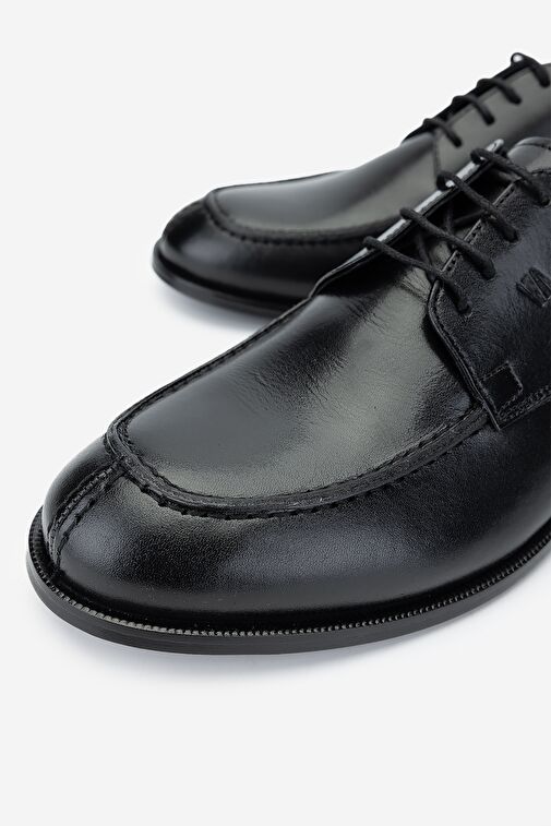 Valmenti Erkek Hakiki Deri Siyah Klasik Ayakkabı - Görsel 4