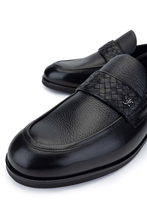 Tamer Tanca Erkek Hakiki Deri Siyah Loafer Ayakkabı - Görsel 4