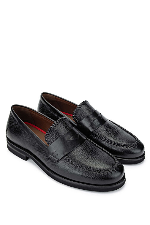 Tamer Tanca Erkek Hakiki Deri Siyah Loafer Ayakkabı - Görsel 3