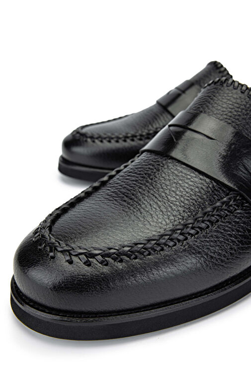 Tamer Tanca Erkek Hakiki Deri Siyah Loafer Ayakkabı - Görsel 5