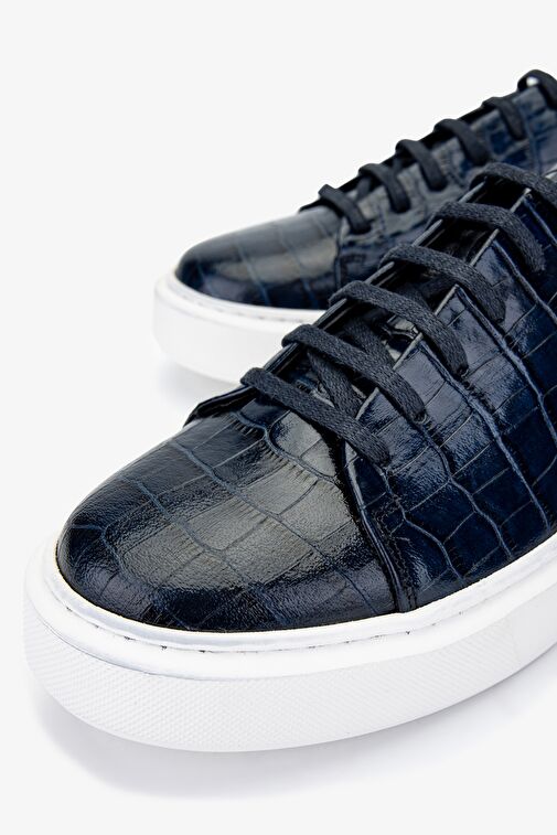 Valmenti Erkek Hakiki Deri Lacivert Sneakers - Görsel 4