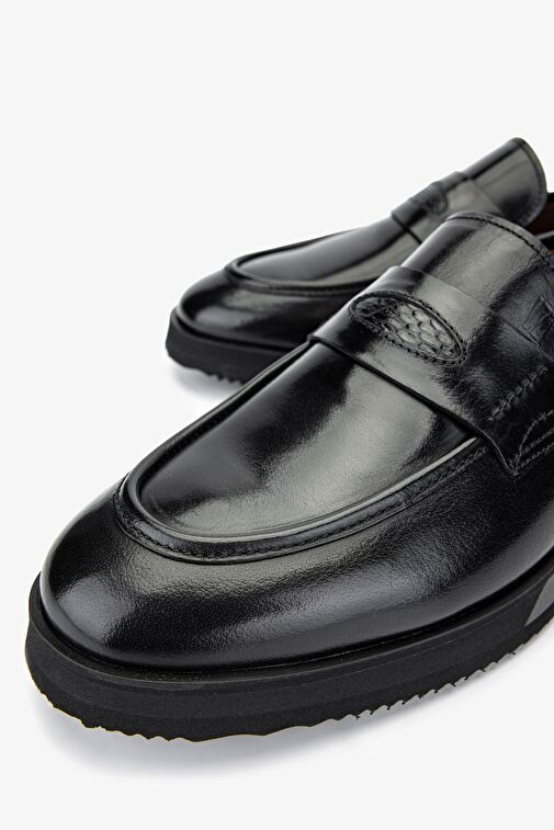 Valmenti Erkek Hakiki Deri Siyah Loafer Ayakkabı - Görsel 4