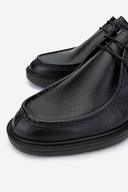 Valmenti Erkek Hakiki Deri Siyah Deri Casual Ayakkabı - Görsel 4