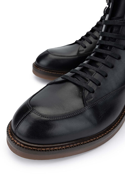 Tamer Tanca Erkek Hakiki Deri Siyah Deri Casual Bot - Görsel 4