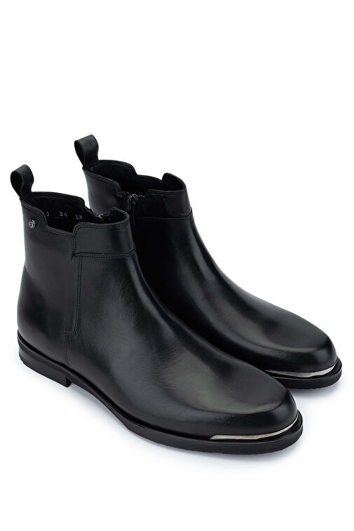 Tamer Tanca Erkek Hakiki Deri Siyah Casual Bot - Görsel 3