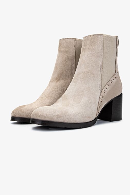 Valmenti Kadın Hakiki Deri Bej Süet Casual Bot - Görsel 5